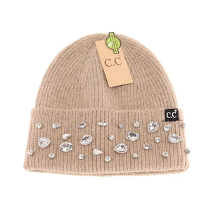 C.C Rhinestone Charm Cuff Beanie