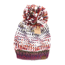 Load image into Gallery viewer, C.C Fuzzy Lined Multicolored Yarn Pom Beanie