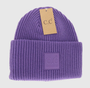 C.C Ribbed Rubber Patch Beanie