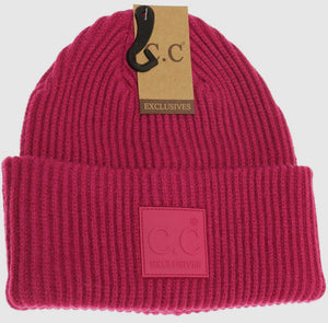 C.C Ribbed Rubber Patch Beanie