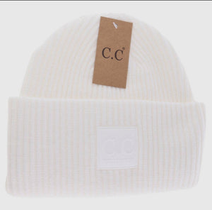 C.C Ribbed Rubber Patch Beanie