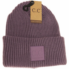 Load image into Gallery viewer, Solid Ribbed CC Beanie with Rubber Patch