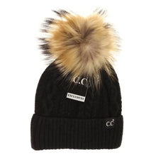 Load image into Gallery viewer, CC Exclusive - Black Label Special Edition Ribbed Cuff Fur Pom Beanie