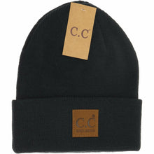 Load image into Gallery viewer, Solid Ribbed CC Beanie with Rubber Patch