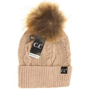 CC Exclusive - Black Label Special Edition Ribbed Cuff Fur Pom Beanie